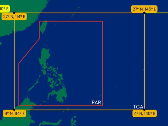 Map showing the Philippines Area of Responsibility (PAR) within the red lines (Screengrab/PAGASA)