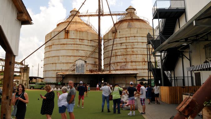 Waco, Texas - July 21, 2017: Magnolia Market Silos, built by Chip and Joanna Gaines the stars of television show Fixer Upper.