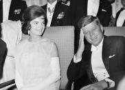 <p>In this Jan. 20, 1961 file photo, President John F. Kennedy and first lady Jacqueline Kennedy are seated as they attend one of five inaugural balls in Washington, DC. (AP Photo, File) </p>