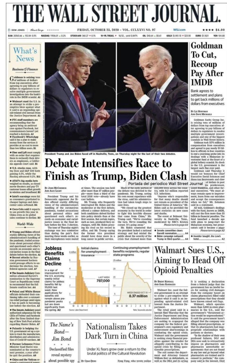 The front page of the Wall Street Journal on Friday