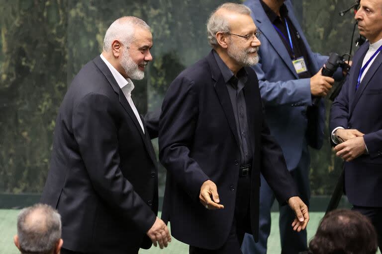 Ismael Haniyeh, en la ceremonia de asunción del presidente Masoud Pezeshkian, en Teherán. (AFP)