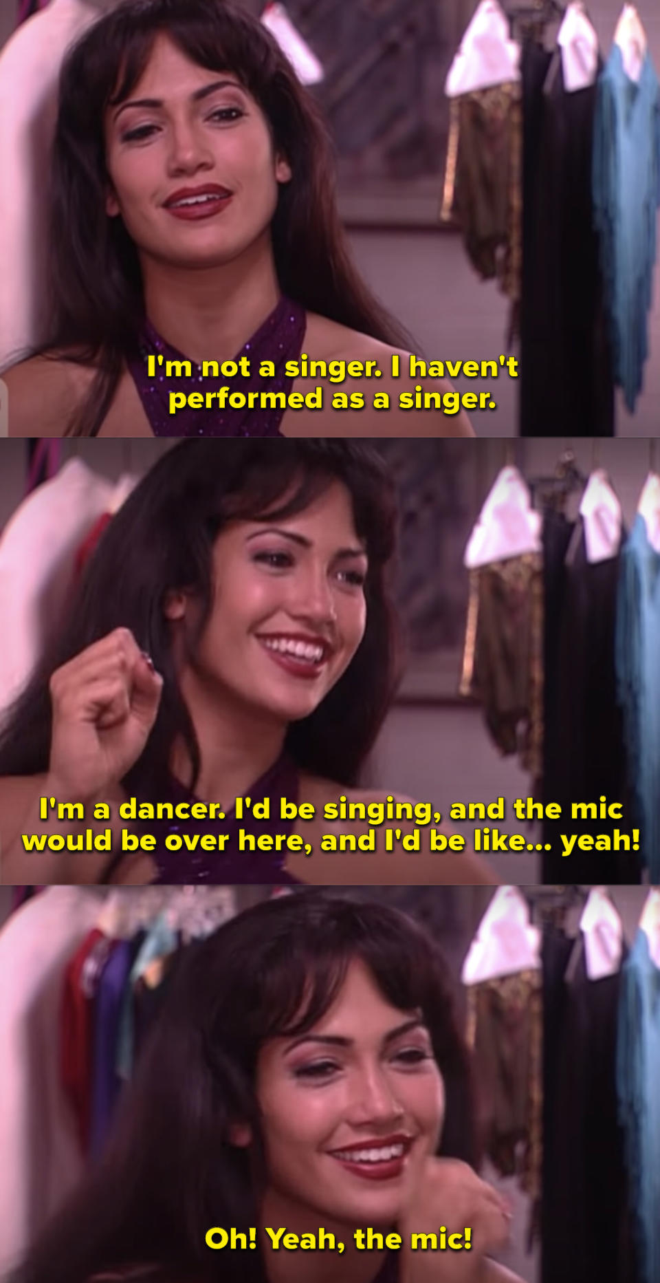 Jennifer Lopez in a behind-the-scenes interview while filming "Selena"