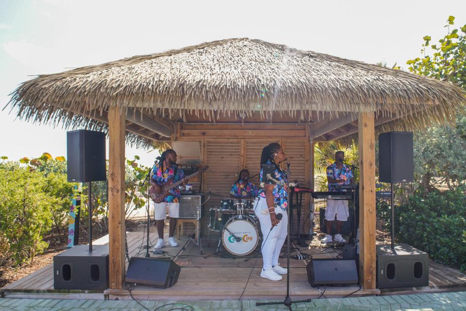 Band plays under a hut at CocoCay