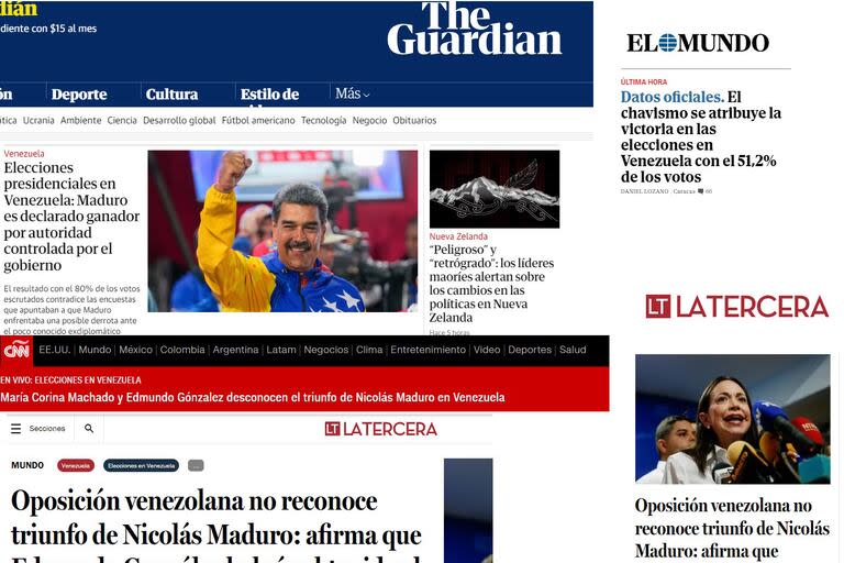 Las principales portadas de los medios del mundo, sobre las elecciones en Venezuela