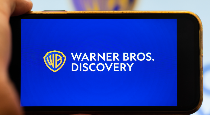 The logo of the new Warner Bros Discovery company on smartphone screen.