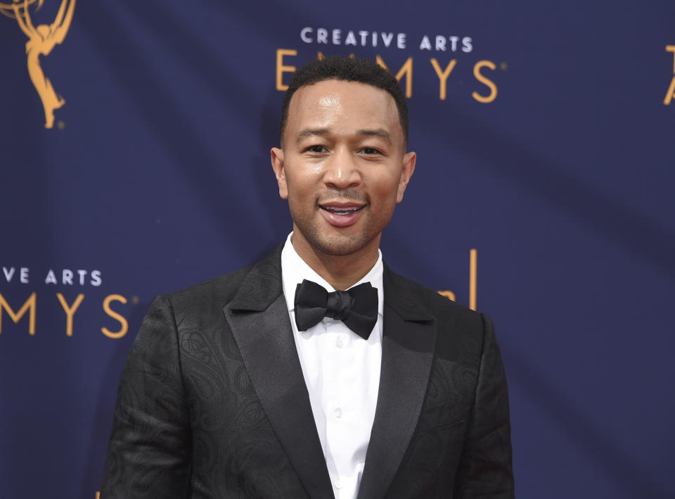 John Legend arrives at Night 2 of the Creative Arts Emmy Awards at The Microsoft Theater on Sunday, Sept. 9, 2018, in Los Angeles. (Photo by Richard Shotwell/Invision/AP)
