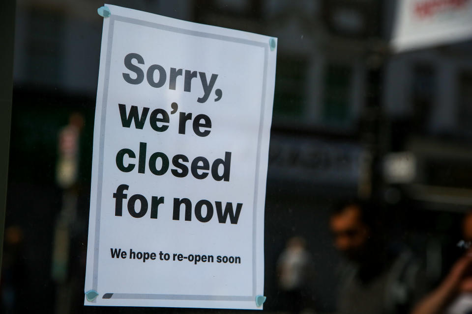 Sorry, we're closed for now sign seen on a window of the McDonald's restaurant in north London. (Photo by Dinendra Haria / SOPA Images/Sipa USA)