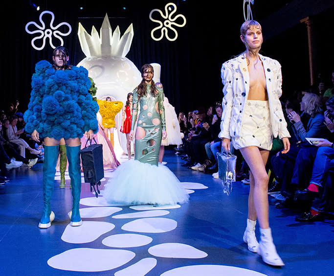 Models present creations of Dutch designer Marlou Breuls during a show of Spongebob x Marlou Breuls at the Amsterdam Fashion Week, in Amsterdam, Netherlands, 08 March 2019. The fashion event runs from 07 to 10 March.Marlou Breuls - Runway - Amsterdam Fashion Week, Netherlands - 08 Mar 2019