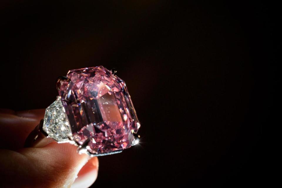 The Pink Legacy is a 18.96 carat fancy vivid pink diamond once owned by Oppenheimer family (AFP/Getty Images)