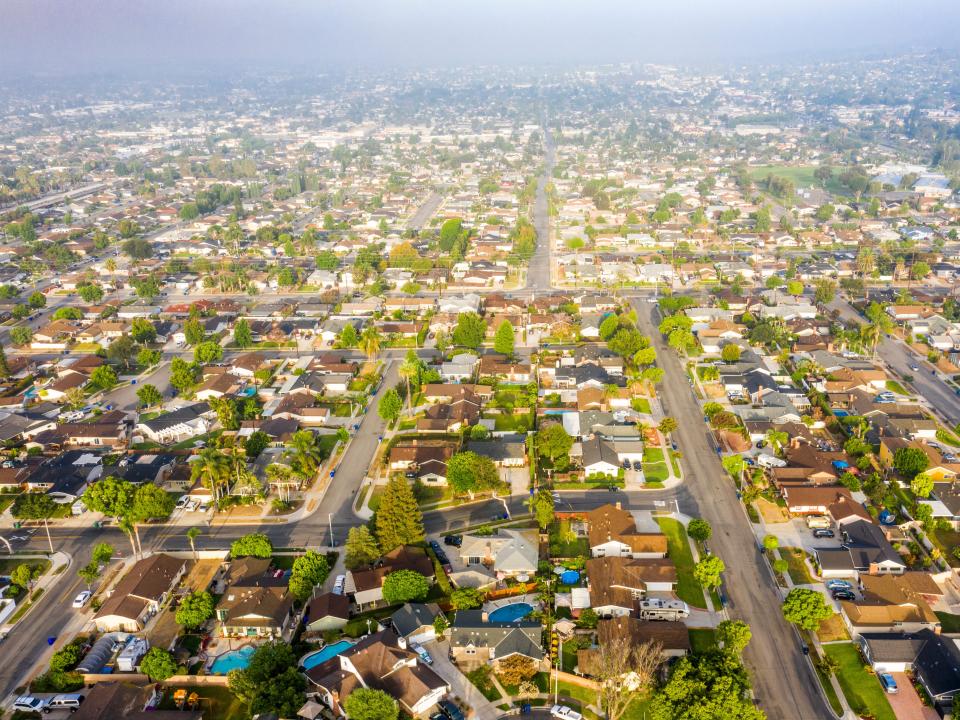 California suburbs from a drone point of view.