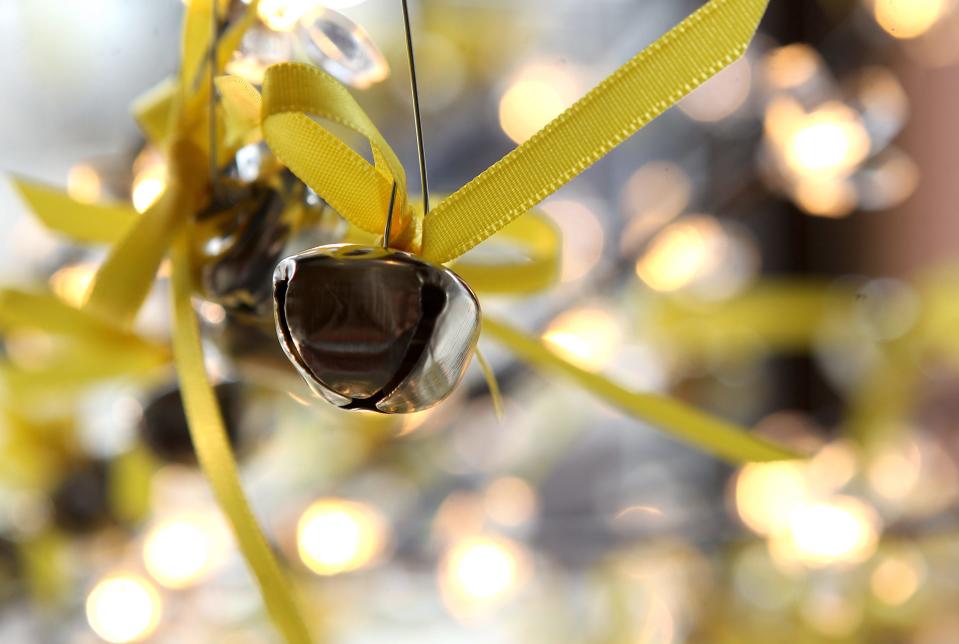 Each bell has been tied with a yellow ribbon in remembrance of Lawrence County citizens who have died of Covid-19 during the epidemic.