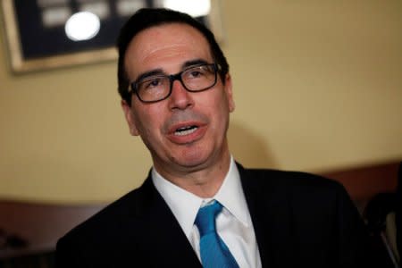 Treasury Secretary Steve Mnuchin speaks at a news conference to introduce the Republican tax reform plan at the U.S. Capitol in Washington, U.S., November 9, 2017. REUTERS/Aaron P. Bernstein