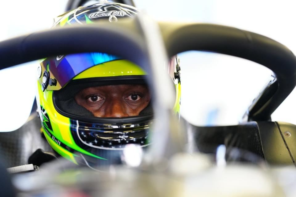 Usain Bolt in the GenBETA Formula E car (Formula E)