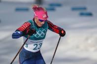 FILE PHOTO - Feb 15, 2018; Pyeongchang, South Korea; Kikkan Randall (USA) competes during the ladies cross country 10km freestyle Pyeongchang 2018 Olympic Winter Games at Alpensia Cross-Country Centre. Mandatory Credit: Matt Kryger