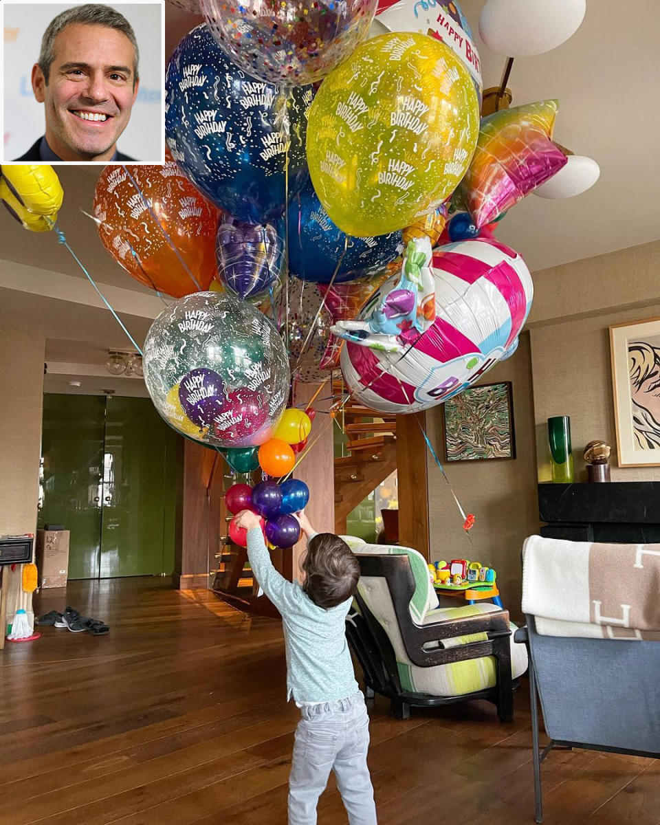 <p>"Balloons: the gift that keeps on giving!" the Bravo host captioned <a href="https://www.instagram.com/p/CPy9Ikth-2K/" rel="nofollow noopener" target="_blank" data-ylk="slk:this sweet photo;elm:context_link;itc:0;sec:content-canvas" class="link ">this sweet photo</a> of his son Ben, who turned two in February, playing with a bundle of birthday balloons. </p>