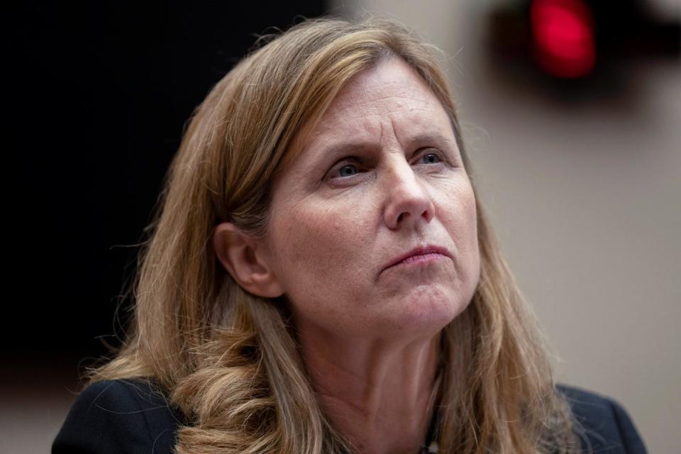 University of Pennsylvania former president Liz Magill during a hearing of the House Committee on Education, 5 December on Capitol Hill in Washington (Copyright 2023 The Associated Press. All rights reserved.)