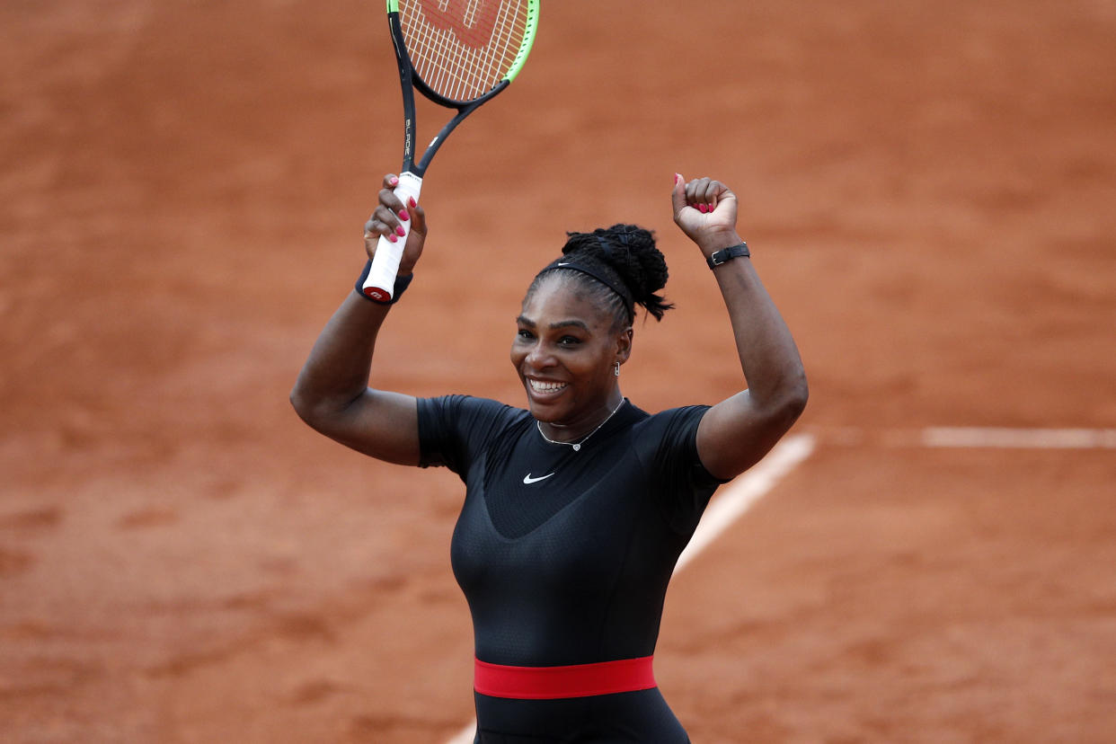 Serena Williams drew ire after wearing a catsuit at the French Open in 2018. (AP Photo)