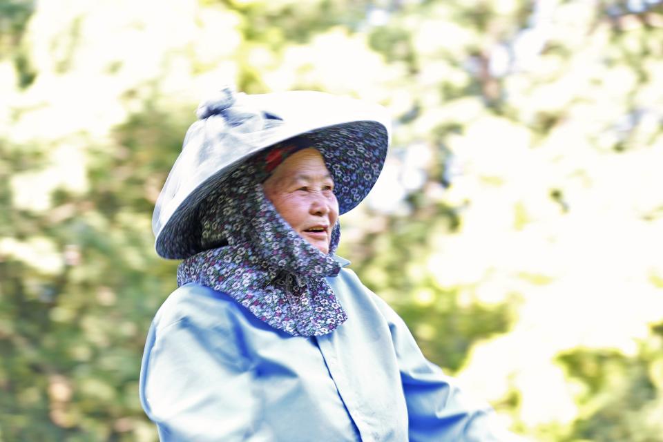 Mao Vue smiles during the Hmong Elder Herbal Gardens Initiative on July 18.