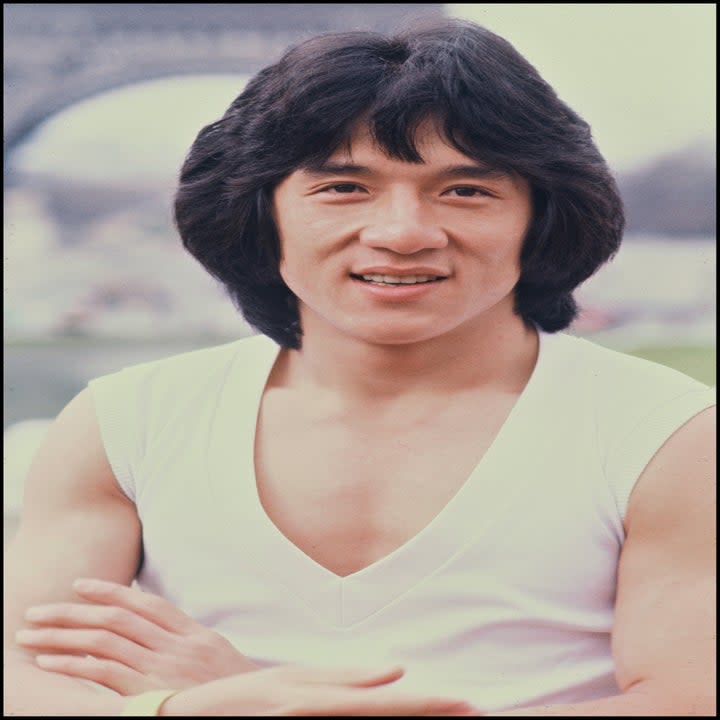 Jackie Chan performs Kung Fu martial arts demonstration at the Trocadero Plaza in Paris