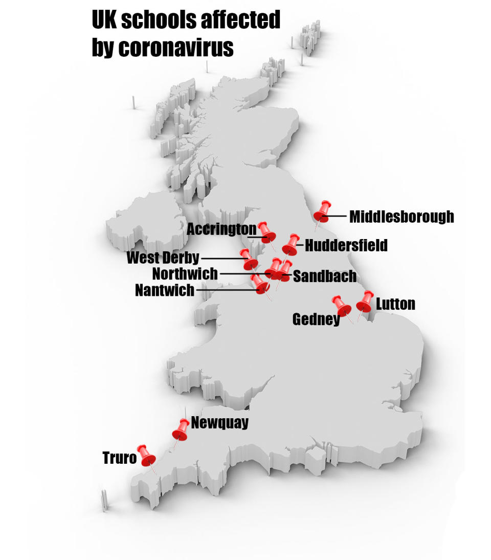 A number of schools are closed and more have sent some staff and pupils home over coronavirus fears.