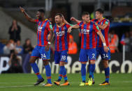 Soccer Football - Carabao Cup Second Round - Crystal Palace vs Ipswich Town - London, Britain - August 22, 2017 Crystal Palace's James McArthur celebrates scoring their second goal with team mates Action Images via Reuters/Matthew Childs