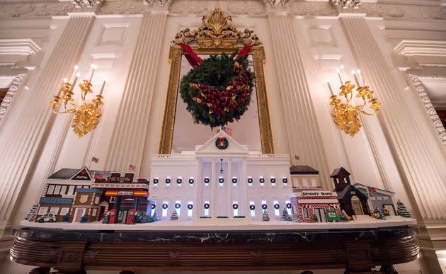 A ginger bread White House is seen in the State Dining room during a press preview of the White House holiday decorations in Washington, DC on November 29, 2021. (Photo by ANDREW CABALLERO-REYNOLDS / AFP) (Photo by ANDREW CABALLERO-REYNOLDS/AFP via Getty Images) (Photo: ANDREW CABALLERO-REYNOLDS via Getty Images)