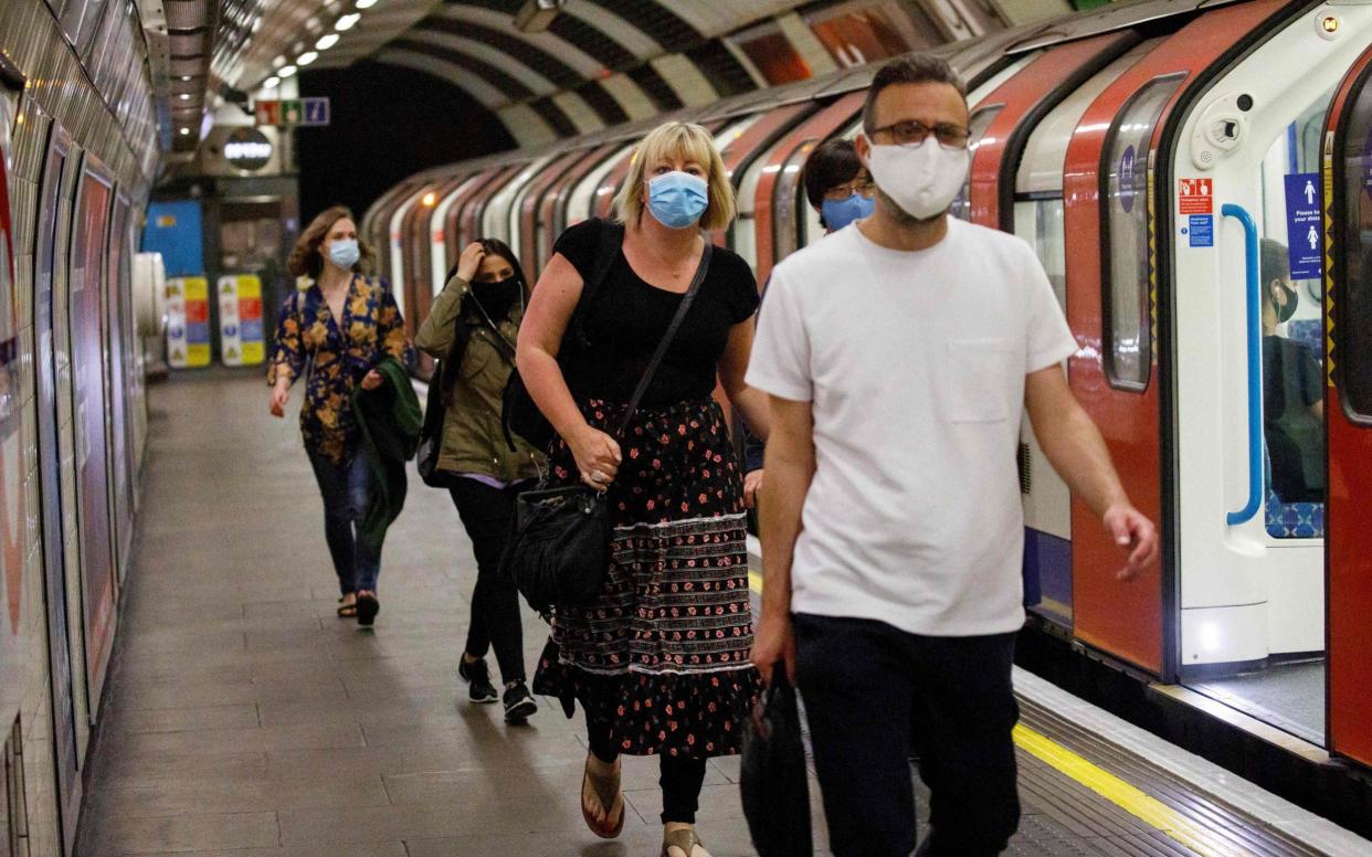 Commuters on London tube