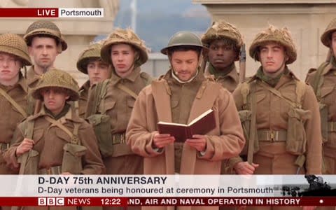 Jonathan Bailey, dressed in 1940’s military costume, reads from the memories of Royal Naval Electrician RG Watts  - Credit: BBC