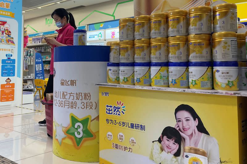 Baby formula are pictured at a supermarket in Shanghai