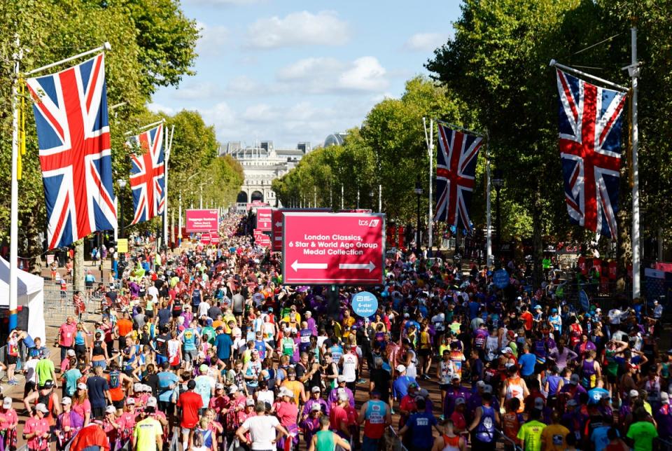 Runners finish the London Marathon at the Mall (Action Images via Reuters)