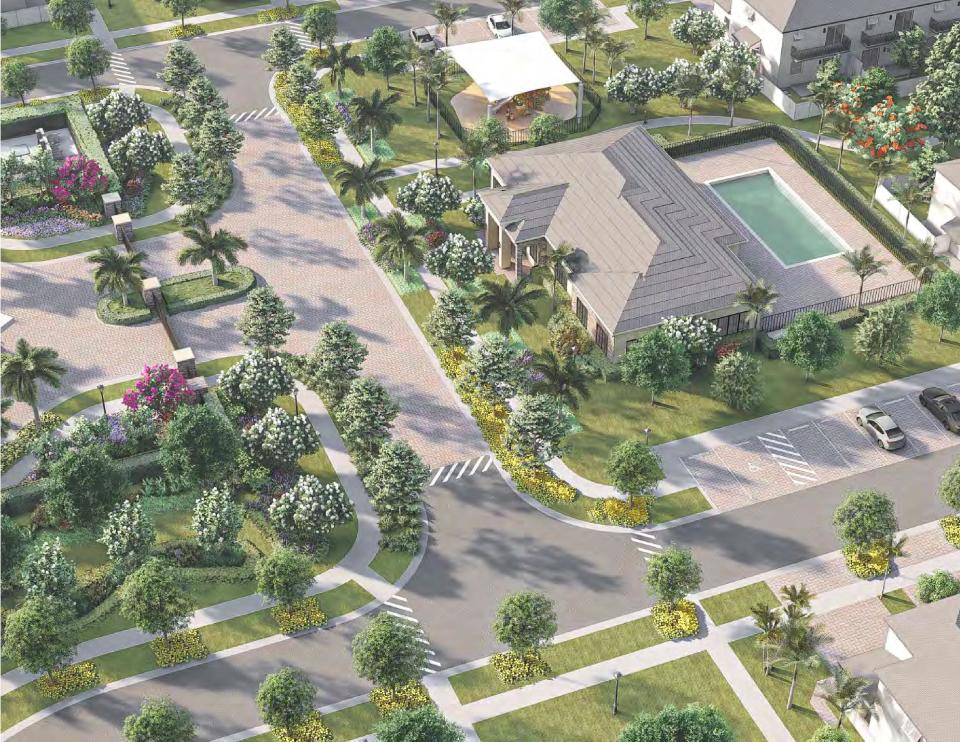 D.L. Horton has released this aerial rendering of the Vintage Oaks clubhouse proposed for western Palm Beach Gardens. The community would bring 111 townhomes to Northlake Boulevard near the Avenir planned community.