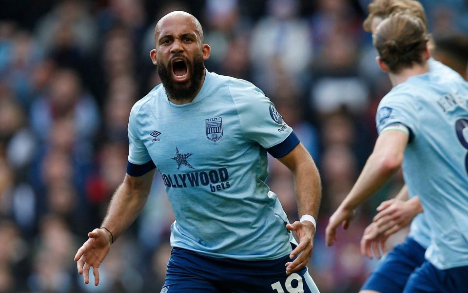 Mbeumo celebrates for Brentford after their spectacular comeback at Villa Park