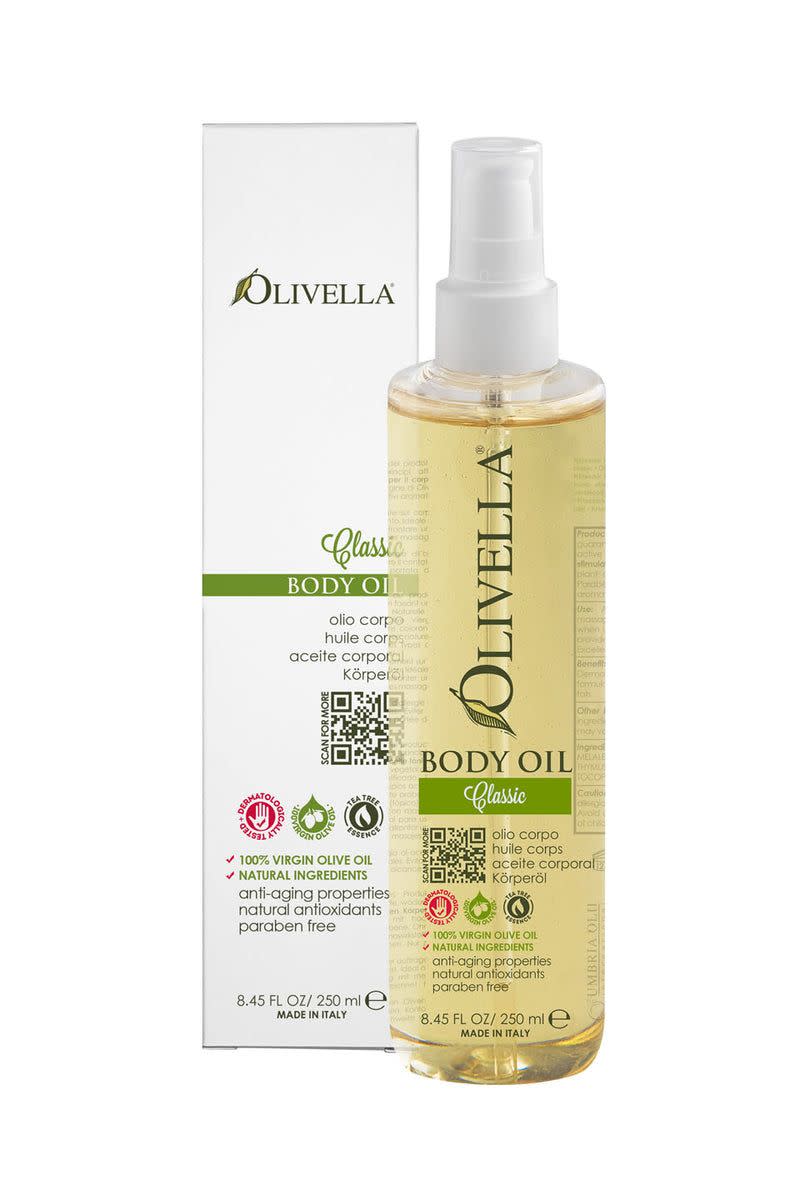 <p><a href="https://www.olivellaline.com/products/olivella-body-oil-classic" rel="nofollow noopener" target="_blank" data-ylk="slk:Shop Now;elm:context_link;itc:0;sec:content-canvas" class="link ">Shop Now</a></p><p>Olivella Body Oil - Classic </p><p>olivellaline.com</p><p>$16.95</p>