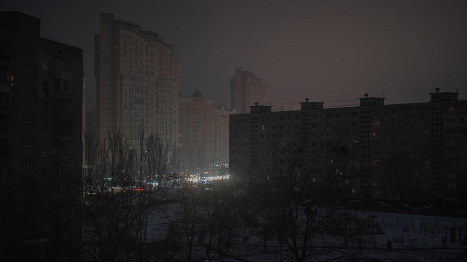 General view of a blackout on November 24, 2022 in Kyiv, Ukraine.