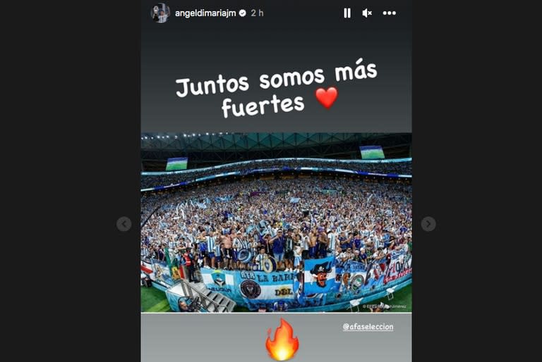 La historia que compartió Ándel Di María en su cuenta de Instagram