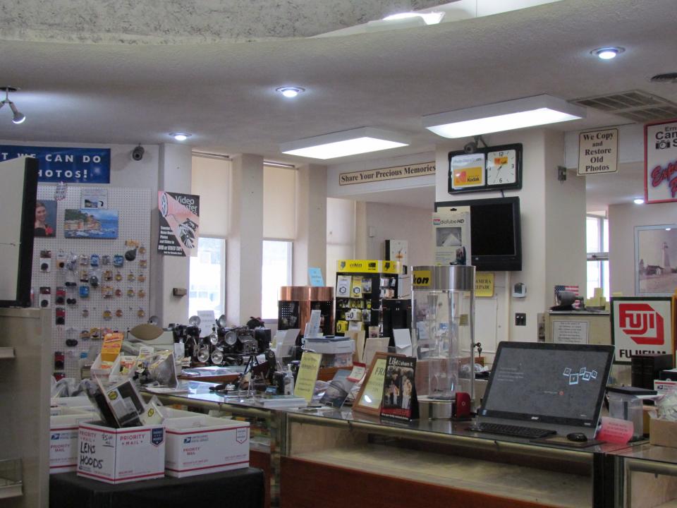 The interior of Ernest Camera Shoppe on Sept. 7, 2023. The business is selling most items at 25% off as part of a going out of business sale.