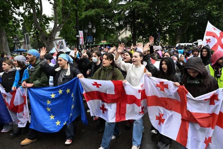 Manifestantes contra la 