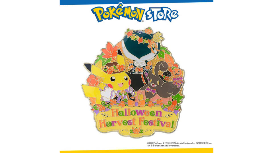 A photo of a Pokémon Center Original Logo Pin Halloween Harvest Festival.