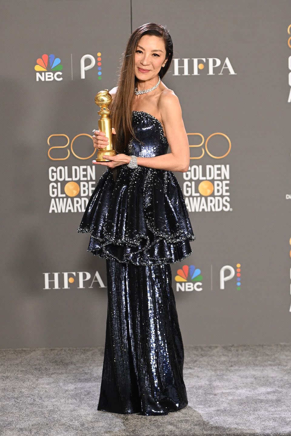 michelle yeoh at the 80th annual golden globe awards held at the beverly hilton on january 10, 2023 in beverly hills, california photo by gilbert floresvariety via getty images