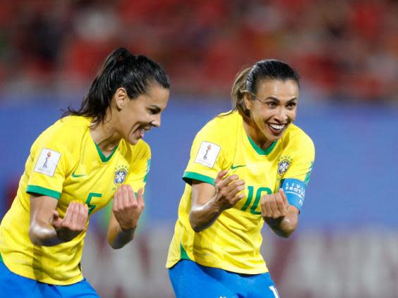 Marta scored her 17th Fifa World Cup goal to surpass Miroslav Klose's existing record (AP)