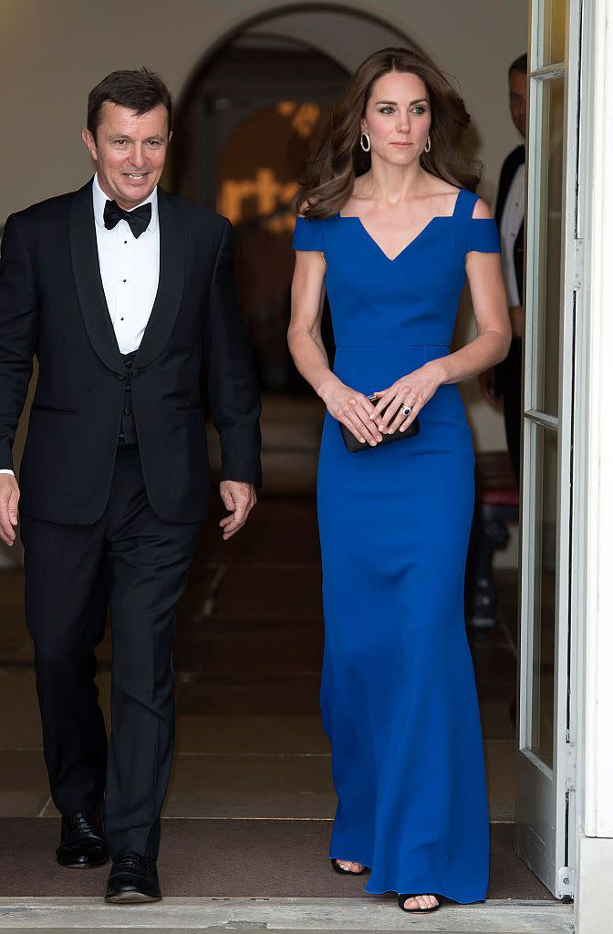 <p>The Duchess looked stunning in a new gown by <a href="http://bit.ly/1UXBjDd" rel="nofollow noopener" target="_blank" data-ylk="slk:Roland Mouret;elm:context_link;itc:0;sec:content-canvas" class="link ">Roland Mouret</a> for the <a href="http://www.sportsaid.org.uk/" rel="nofollow noopener" target="_blank" data-ylk="slk:Sports Aid;elm:context_link;itc:0;sec:content-canvas" class="link ">Sports Aid</a> gala at <a href="http://www.hrp.org.uk/kensington-palace" rel="nofollow noopener" target="_blank" data-ylk="slk:Kensington Palace;elm:context_link;itc:0;sec:content-canvas" class="link ">Kensington Palace</a>.</p>