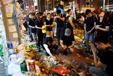 Demonstration demanding Hong Kong's leaders to step down and withdraw the extradition bill, in Hong Kong