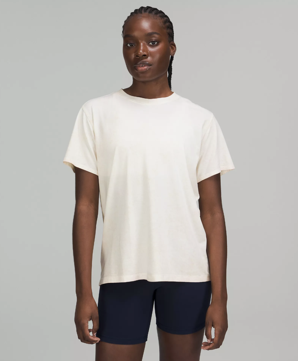 Lululemon All Yours Short Sleeve T-Shirt in lemon sorbet prosecco (Photo via Lululemon)