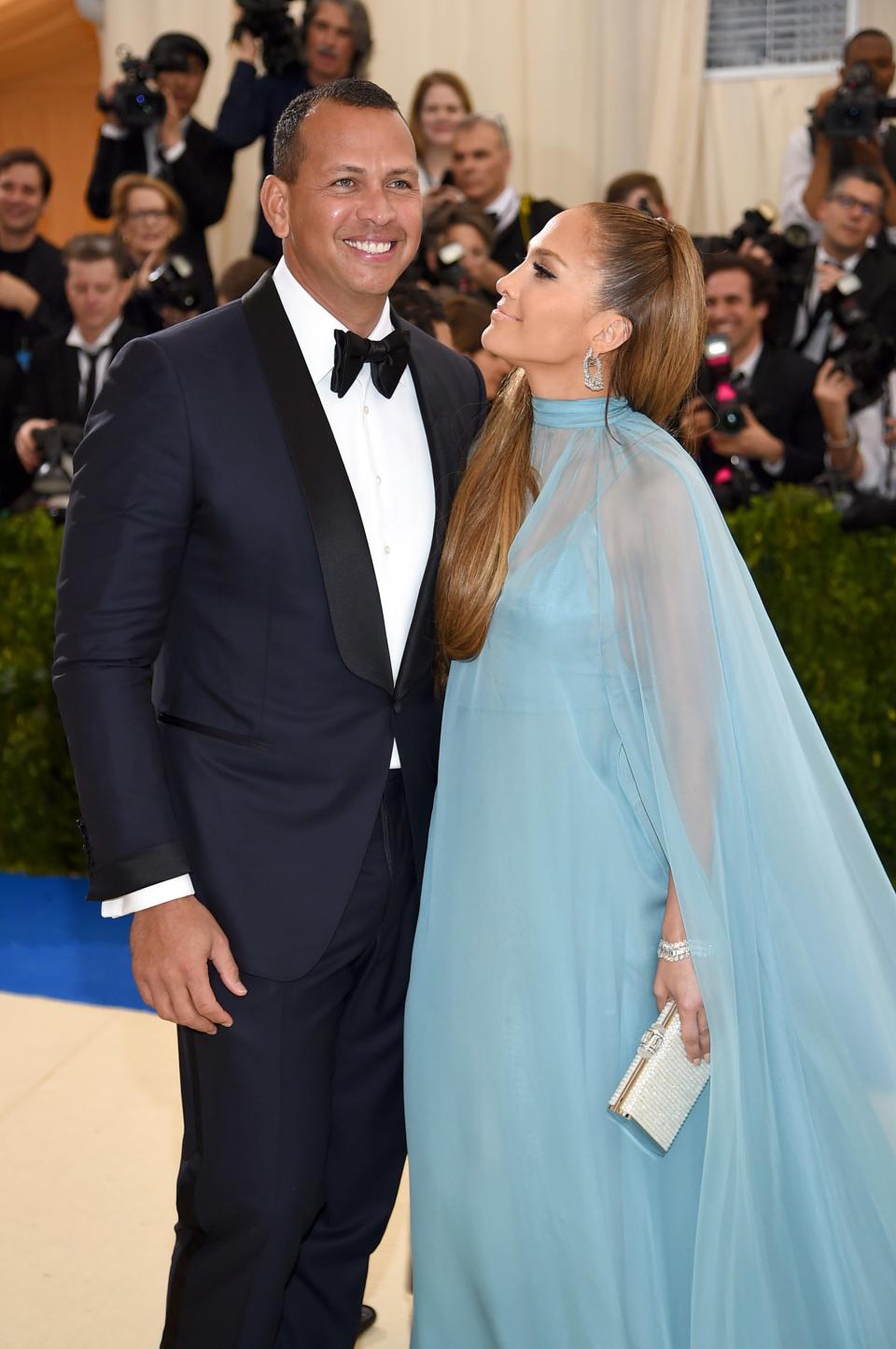 Only one month after <a href="https://people.com/chica/jennifer-lopez-alex-rodriguez-mlb-shoutout/" rel="nofollow noopener" target="_blank" data-ylk="slk:going public with their relationship;elm:context_link;itc:0;sec:content-canvas" class="link ">going public with their relationship</a>, the couple looked adorably loved-up on the carpet — and nearly three years later, their adoring gazes are still melting our hearts. 