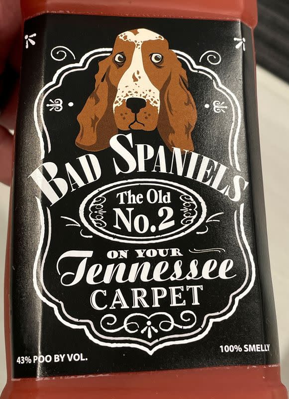 FILE PHOTO: A dog toy called “Bad Spaniels,” shaped like a Jack Daniel's whiskey bottle, is at the center of a trademark dispute that will go before the U.S. Supreme Court in Washington