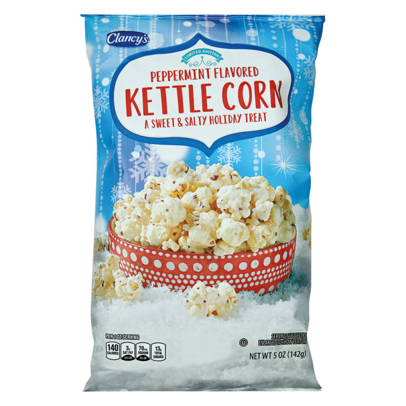 Clancy's Peppermint Drizzled Kettle Corn<p>Aldi</p>