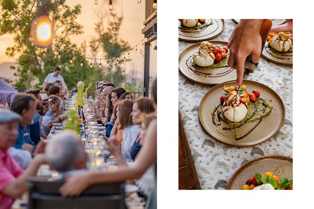 <p>Rafael Ruiz Mederos/Courtesy of El Pretexto Culinary Farm and Lodge (2)</p> A pop-up dinner with a visiting chef at El Pretexto; burrata with grape tomatoes and pesto.