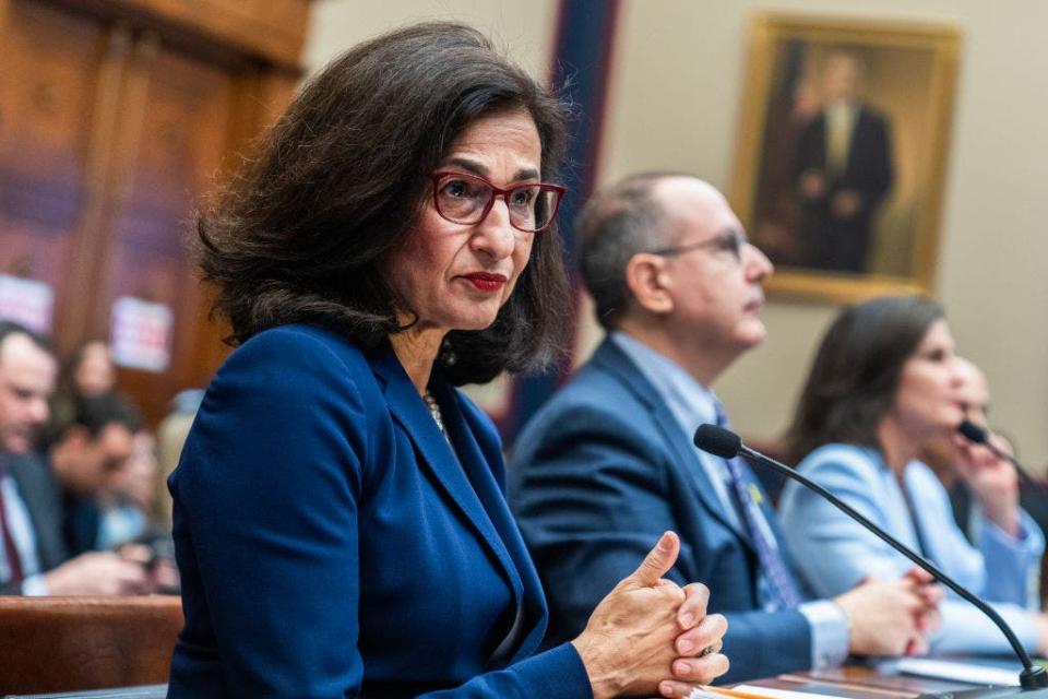 Minouche Shafik, president of Columbia University, testifies during the House Education and the Workforce Committee hearing titled "Columbia in Crisis: Columbia University's Response to Antisemitism."