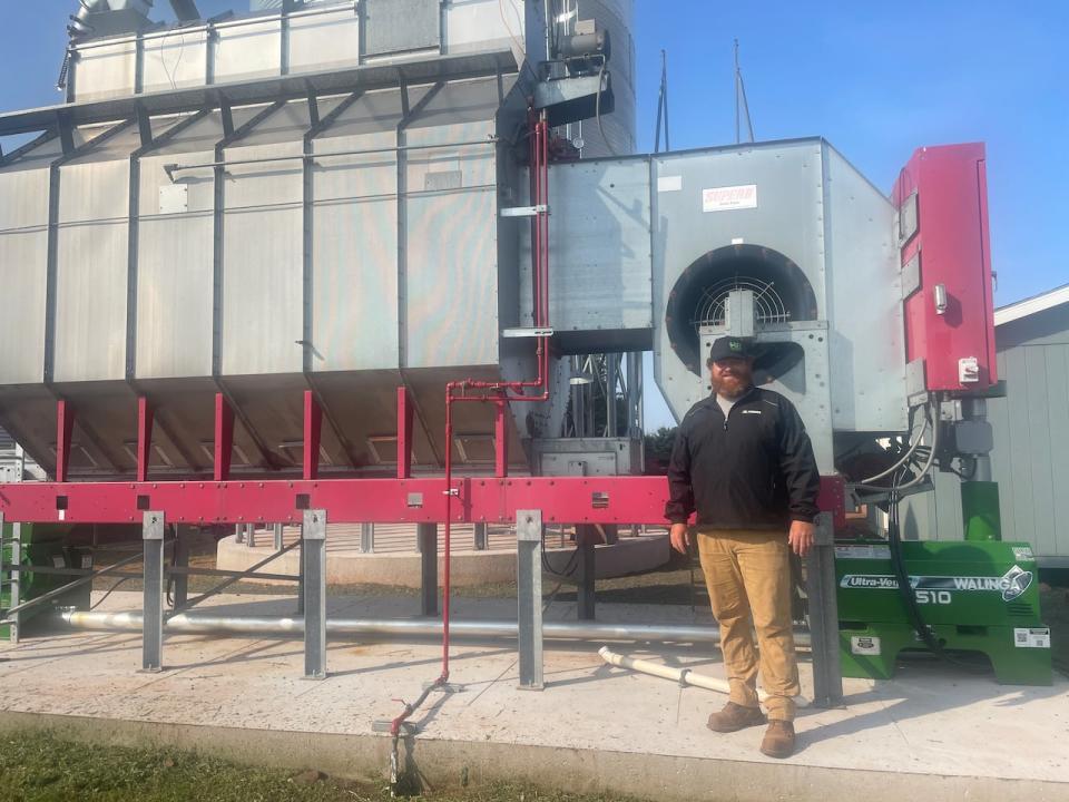 Ryan Hamill has just invested in a dryer and wet tank on the farm, to dry corn, as well as soybeans and wheat.  