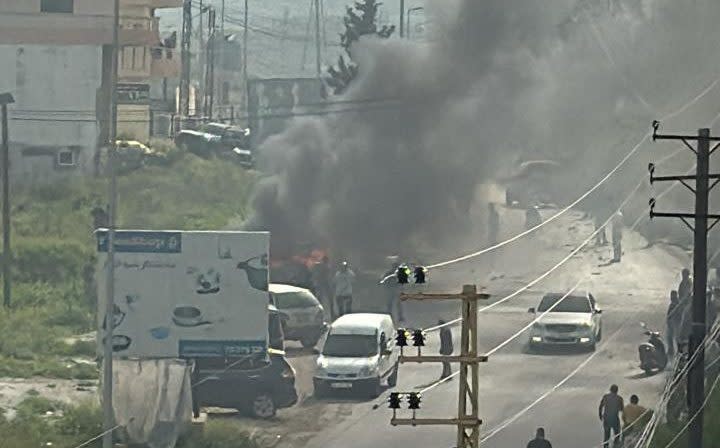 Israeli drone attack on vehicle in the city of Bazouriye